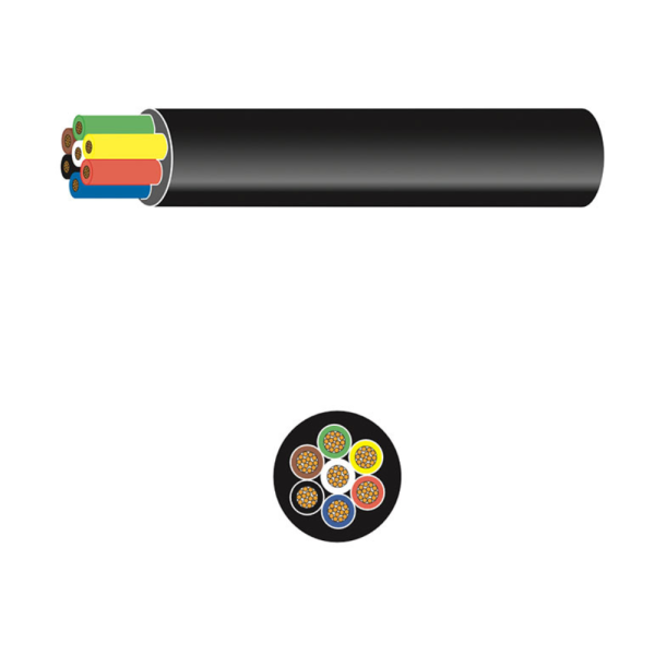 7 Core Round Cable 6 x 1.0mm² / 1 x 2.0mm² 30m PN: 7C.1.2.30