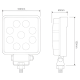 LED Autolamps 10015BMP 12/24V High-Powered Square Work Lamp w/ AMP Connector Socket PN: 10015BMP