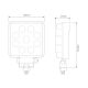 LED Autolamps 10015BMP 12/24V High-Powered Square Work Lamp w/ AMP Connector Socket PN: 10015BMP